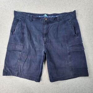 Tommy Bahama Cargo Shorts Mens Size 42x9 Blue Pockets Flat Front Summer Casual